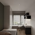 Modern Apartment Workspace With White Desk Chair And Lamp
