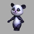 Cute 3D Rendered Cartoon Panda Character In Standing Pose With Gray White Color