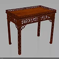 Elegant Carved Red Wooden Table With Intricate Patterns And Ornate Design