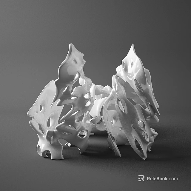 White Abstract Irregular Decorative Ornament Set Featuring Hollow Out Design For Modern Home Decor 3d model 