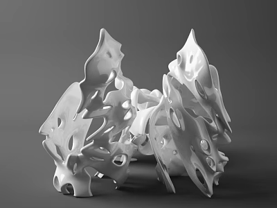 White Abstract Irregular Decorative Ornament Set Featuring Hollow Out Design For Modern Home Decor 3d model