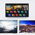 Smart TV Display With Streaming Apps Landscape View And City Night Scene 3d model