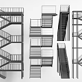 Modern Staircase Design Collection With Metal Frame And Railing Details 3d model