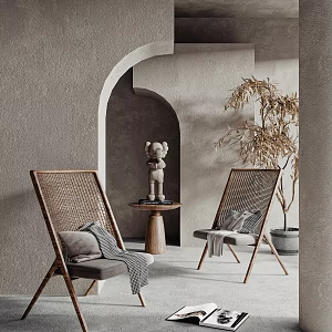 Quiet leisure table and chair combination single chair 3d model
