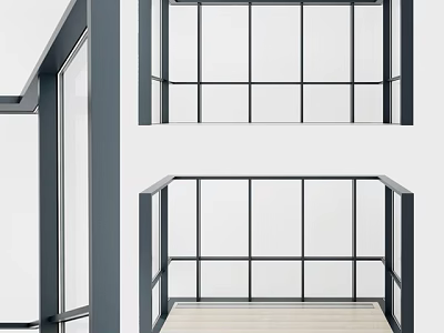 Modern Room Featuring Black Metal Frame Floor To Ceiling Windows And Clear Glass Design 3d model