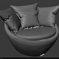 Modern Minimalist Single Sofa With Round Design And Multiple Fabric Cushions
