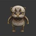 3D Hairless Cat Model With Serious Expression In Standing Pose On Dark Background