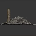Natural Wooden Pillar With Stone Fragments And Small Particles On Circular Base
