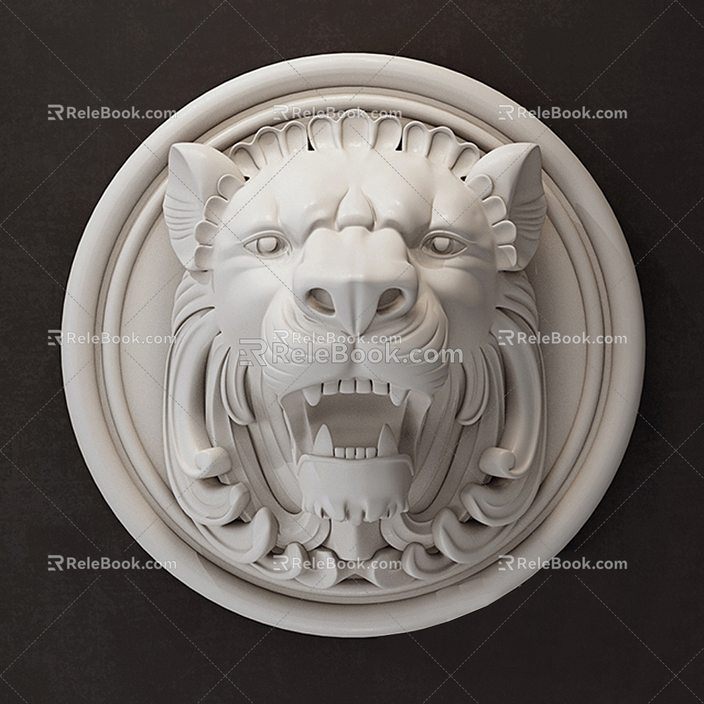 European Lion Head Wall Decoration Lion Head Sculpture 3d model