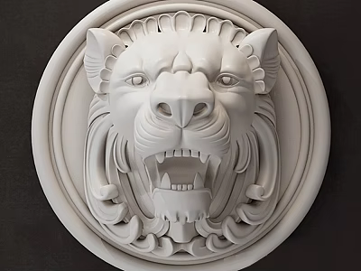 European Lion Head Wall Decoration Lion Head Sculpture 3d model