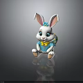 Cute Plush White Rabbit With Blue Bow Yellow Clothing And Easter Egg Backpack 3d model
