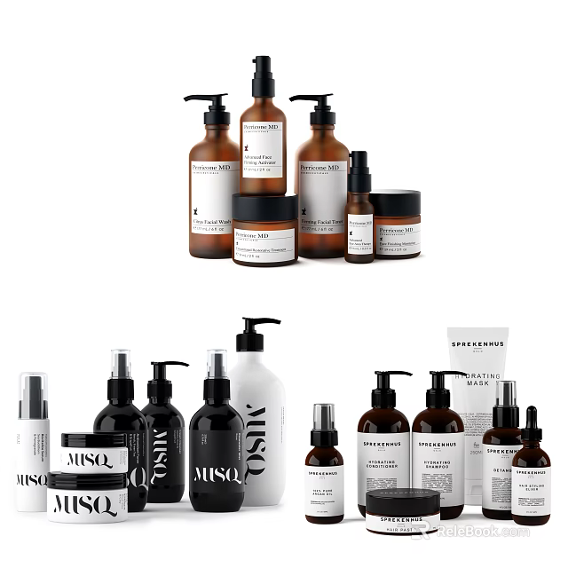 Minimalist Modern Bathroom Accessories With Soap Dispensers Lotion Bottles And Soap Dishes For Home Use 3d model 