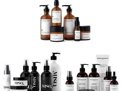 Minimalist Modern Bathroom Accessories With Soap Dispensers Lotion Bottles And Soap Dishes For Home Use 3d model