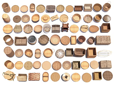 Assorted Style Household Items With Woven Baskets Containers And Different Materials 3d model