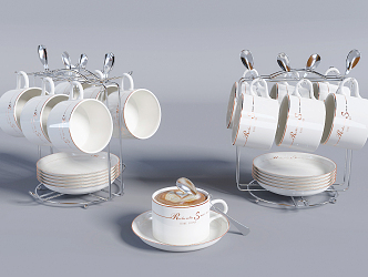 Light Luxury Coffee Cup Coffee Cup suit Combination 3d model