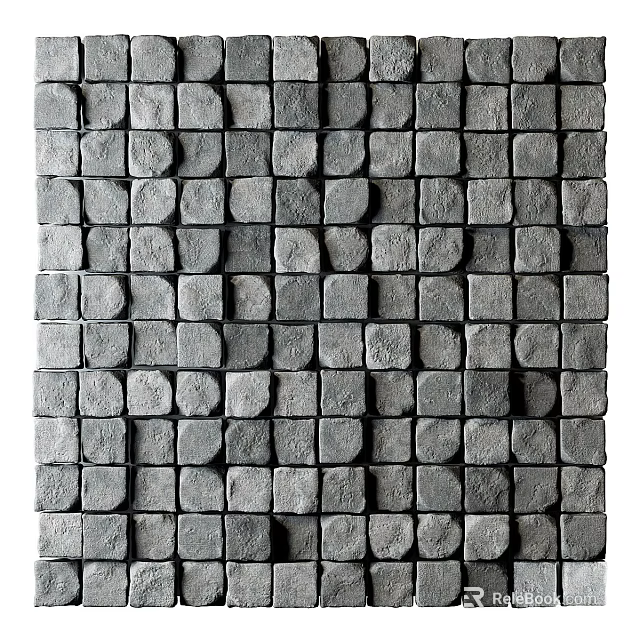 Decorative Gray Square Wall Hanging With Textured Stone Like Design 3d model