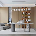 Italian Modern Study Bookcase Book Table and Chair Set Lazy Sofa 3d model