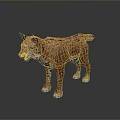 Realistic Lynx Character With Orange Spotted Fur And Red Eyes Standing On Gray Background