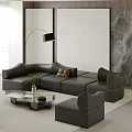 Modern Multiplayer Sofa Leather Sofa Living Room Sofa Office Sofa Modular Combination Sofa Tofu Block Sofa 3d model