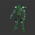 Futuristic Armored Game and Movie Character With Metallic Blue Red Mechanical Design