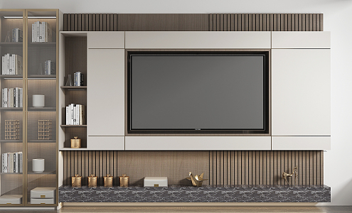 modern TV background cabinet TV wall 3d model