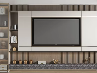 modern TV background cabinet TV wall 3d model