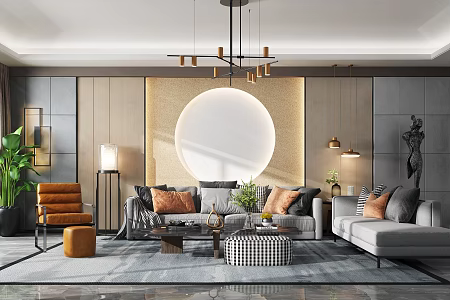Modern Living Room Living Room Sofa Coffee Table Combination 3d model