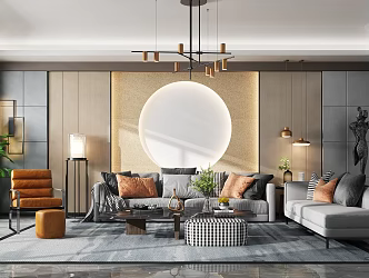 Modern Living Room Living Room Sofa Coffee Table Combination 3d model
