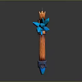 Fantasy Axe With Blue Orange Decorative Elements And Intricate Glowing Details