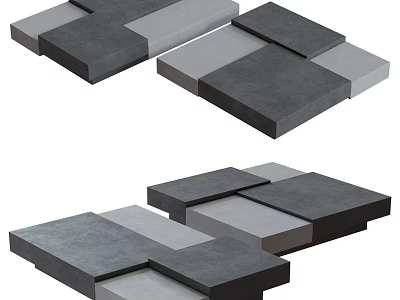Modern Geometric Coffee Table Design With Spliced Gray Blocks For Living Room 3d model