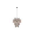 Modern Linear Chandelier With Metallic Rods Hanging Chain And Bright Illuminated Lights