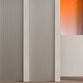 Modern Interior Room Divider Design With Striped Panel Solid Surface And Orange Gradient Accent 3d model