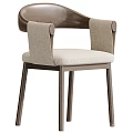 Modern Wood And Fabric Dining Chair With Upholstered Seat And Armrests