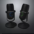 Professional Black Microphones With Colorful Indicator Lights And Stable Base