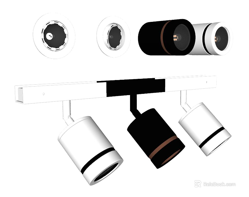 Modern Downlights and Spotlights with White Black Stylish Design and Different Models 3d model 