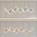 Elegant Modern Chandelier With Curved Wave Design And White Textured Finish