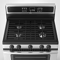 Modern Stainless Steel Kitchen Stove With Gas Burners And Glass Oven Door