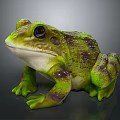 Realistic Green And Purple Frog Sculpture With Lifelike Detailed Design