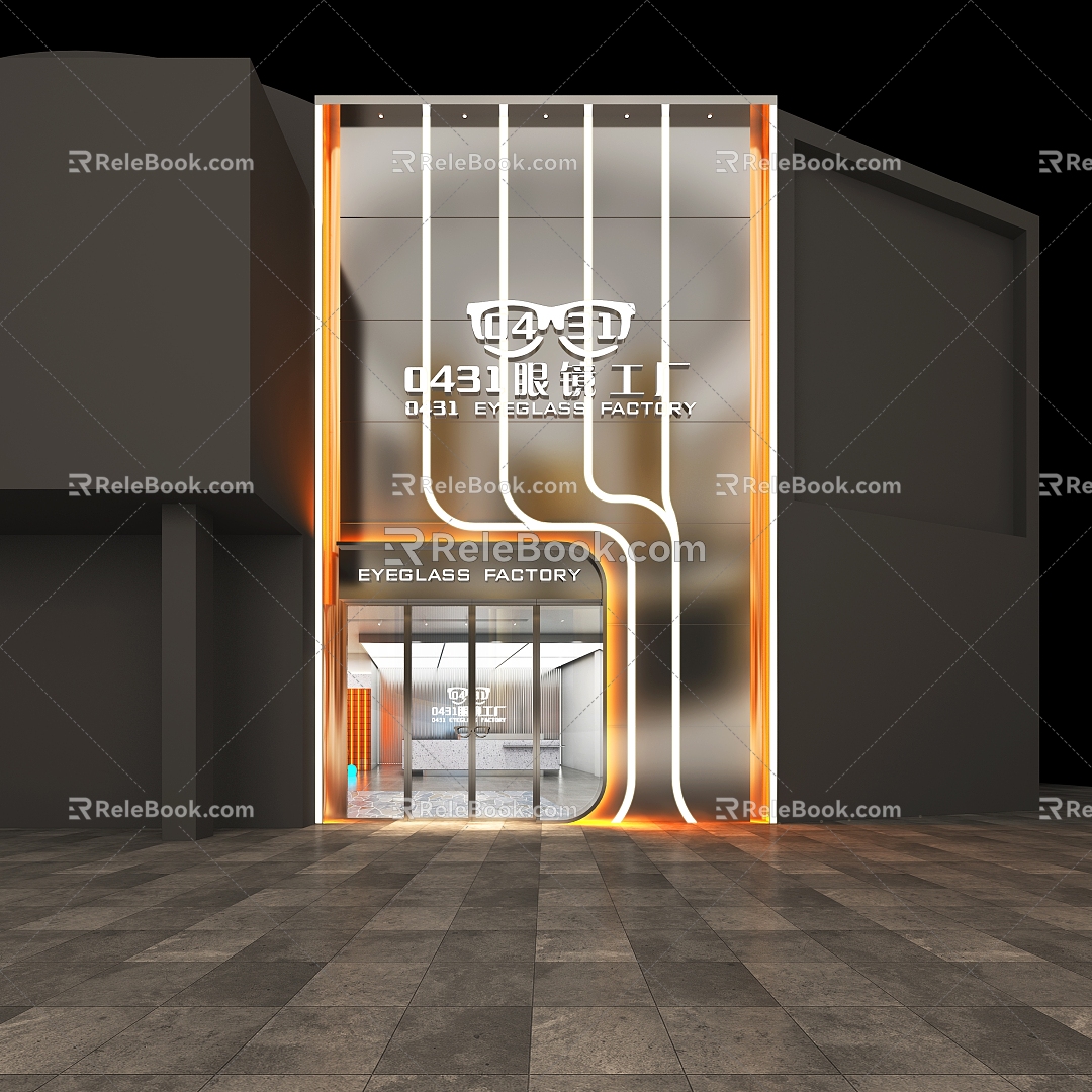 Glasses shop door head 3d model