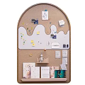 Decorative Arched Corkboard With Colorful Notes Pictures And Small Decorations