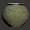 Artisanal Hand Carved Ceramic Vase with Natural Crack Patterns and Textured Surface
