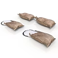 Brown Canvas Bags With Open Top Containing White Granules For Household Supplies