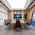 Modern Public Office Area with Open Glass Partition Yellow Sofa Black Coffee Table and Plant