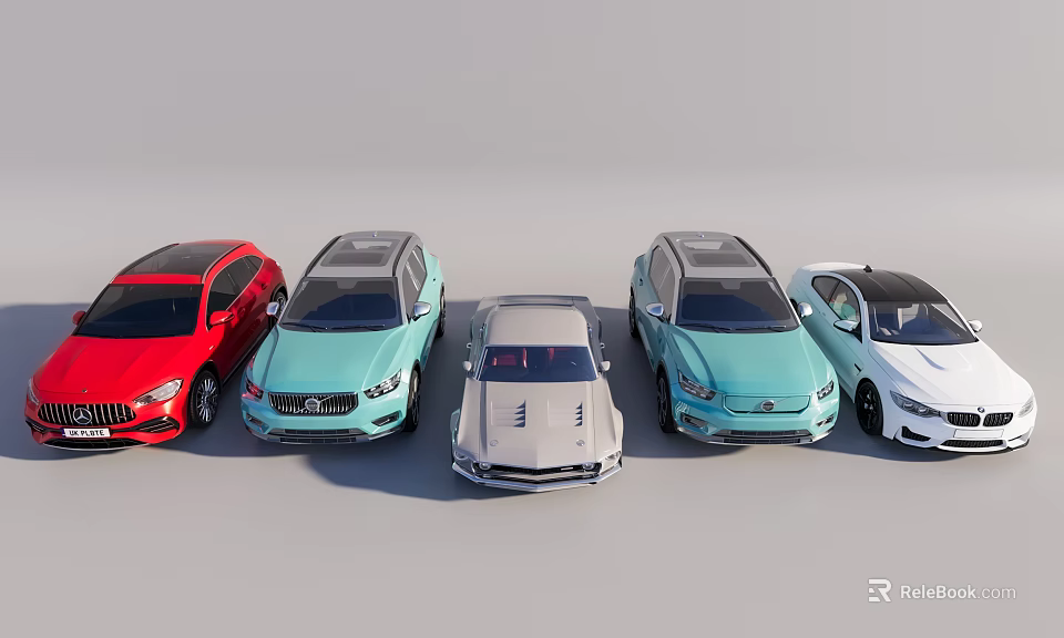Assorted Colored Cars Including Sports Car And SUV Models On 3d model 