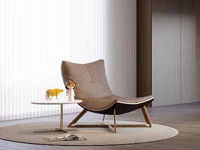Modern Comfortable Lounge Chair With Side Table Magazine Window Blinds And Wooden Floor 3d model