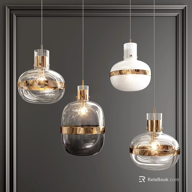 Modern Pendant Lights With Glass Bodies Gold Accents And Minimalist Design 3d model 