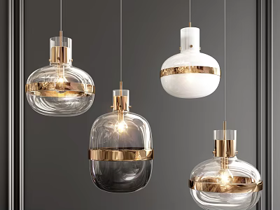 Modern Pendant Lights With Glass Bodies Gold Accents And Minimalist Design 3d model
