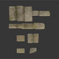 Gray Bricks Of Different Sizes And Shapes Arranged For Building Use 3d model