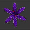 Cartoon Scene Featuring Purple Flower With Petals And Red Stamens On Gray Background