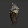Cartoon Man With White Beard Red Nose Tool On Hat Fur Lined Coat Brown Overalls